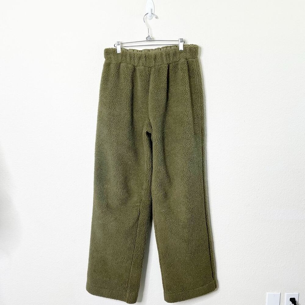 Entire Studios Sherpa‎ Fluffy Green Sweatpants Wide Leg Womens Pant Size L
